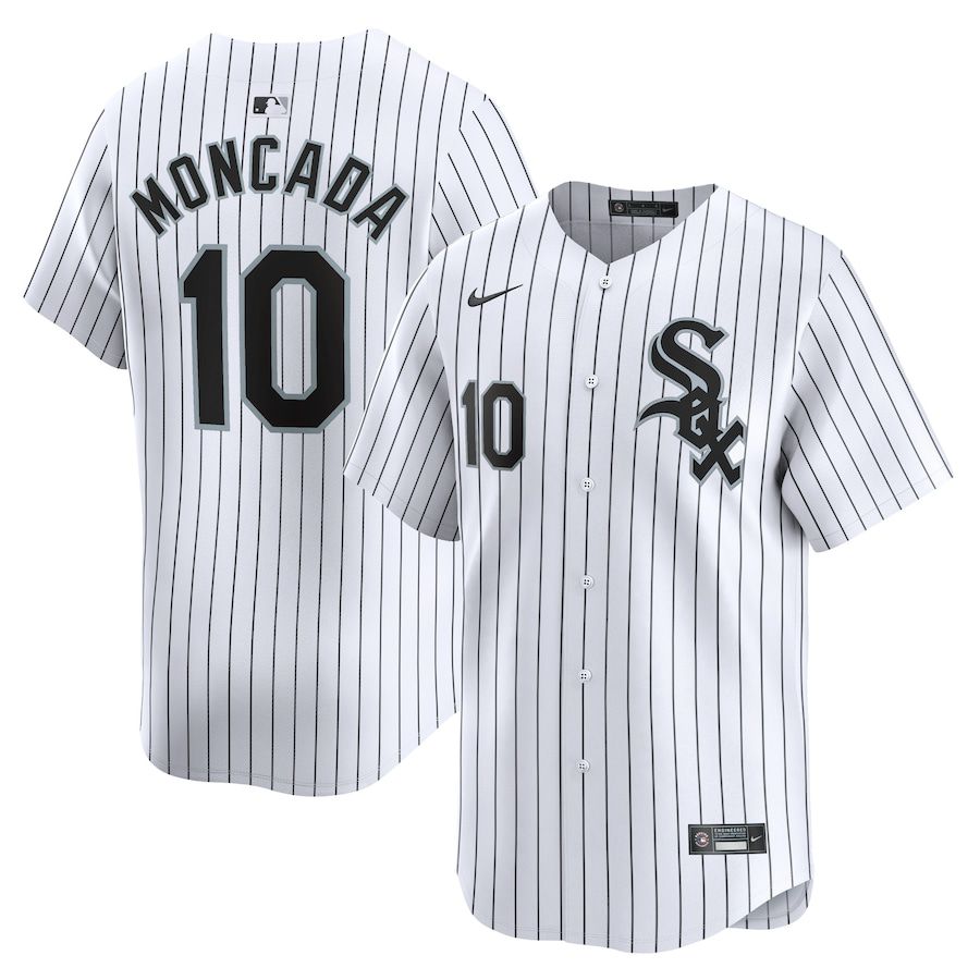 Men Chicago White Sox #10 Yoan Moncada Nike White Home Limited Player MLB Jersey->->